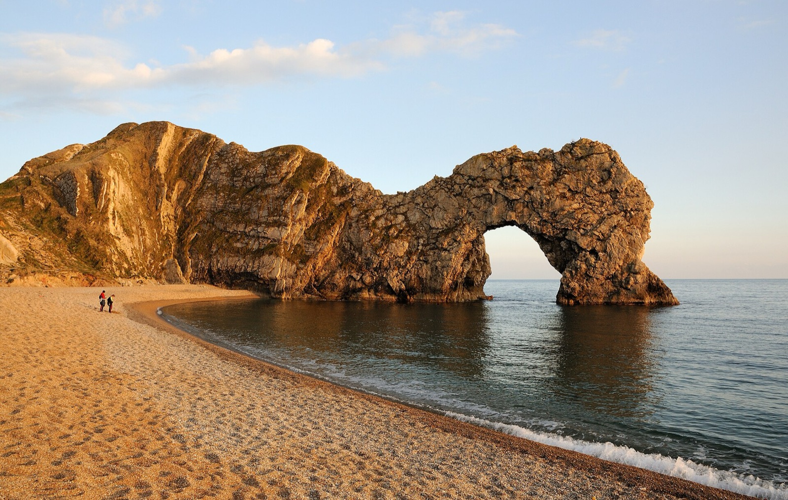 Durdle Door limestone arch at sunset